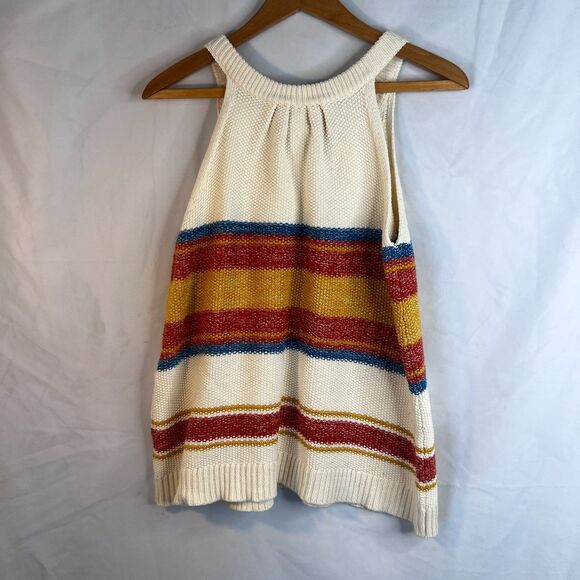 Caslon Retro 80s 90s Knit Colorful Striped Sleeveless Sweater Tank Size MD - Picture 2 of 9